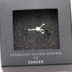 CANCER Sterling Silver Dipped CZ Zodiac Ring Accessory Statement Jewelry Trendy